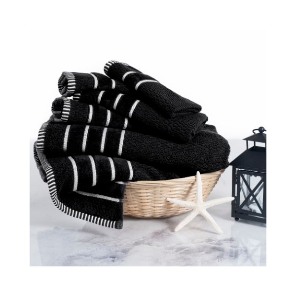 Hastings Home 6-piece 100-percent Cotton Towel Set with 2 Bath Towels, 2 Hand Towels and 2 Washcloths (Black) 625524AAW - main
